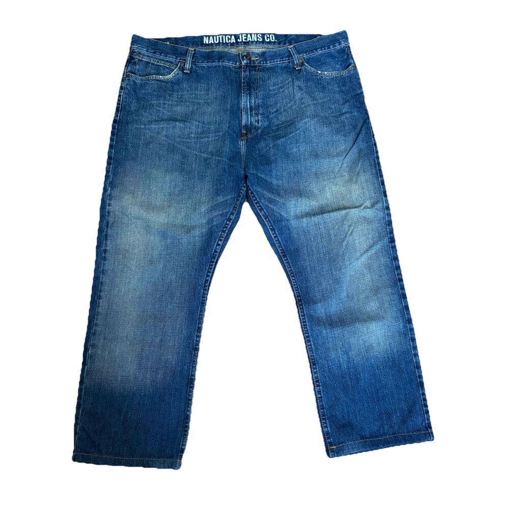 Nautica Relaxed Fit Jeans Mens 42x30 Straight Leg Medium Wash Crafted Durable
